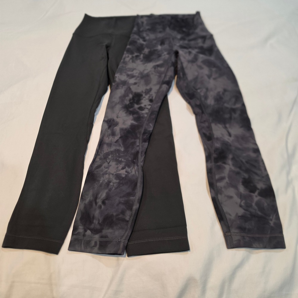 Lululemon Align Leggings Womens 0 Black Diamond Dye Gray 2 Pack Excellent Nulu